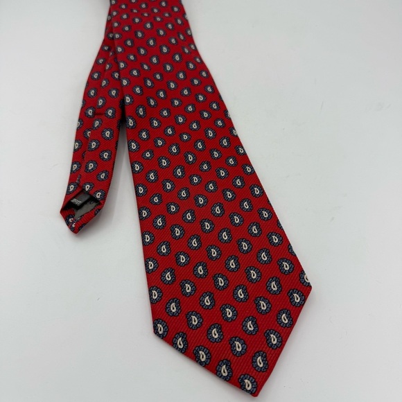 Robert Talbott Paisley Silk Tie Mens Red Blue Necktie 3.5x58 Textured - Picture 4 of 4